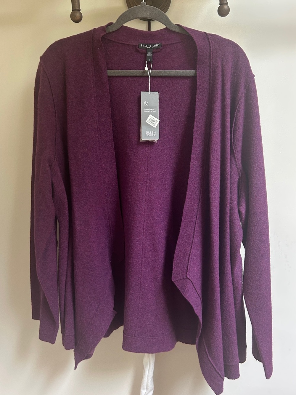 Eileen Fisher Plum Open-Front Cardigan